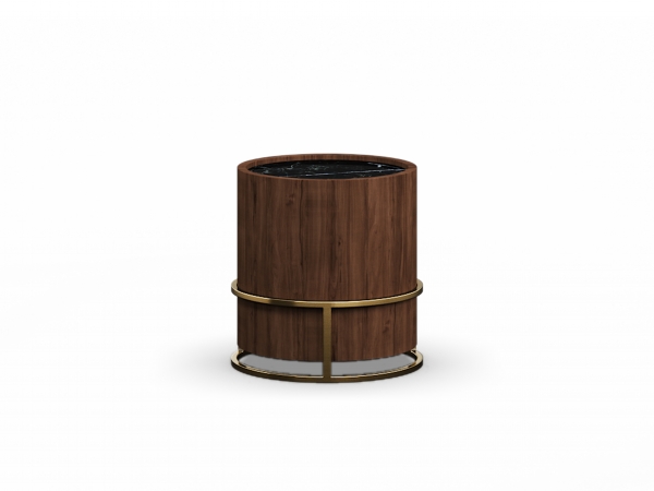 CY.ND Brass Side Table - Black Marble