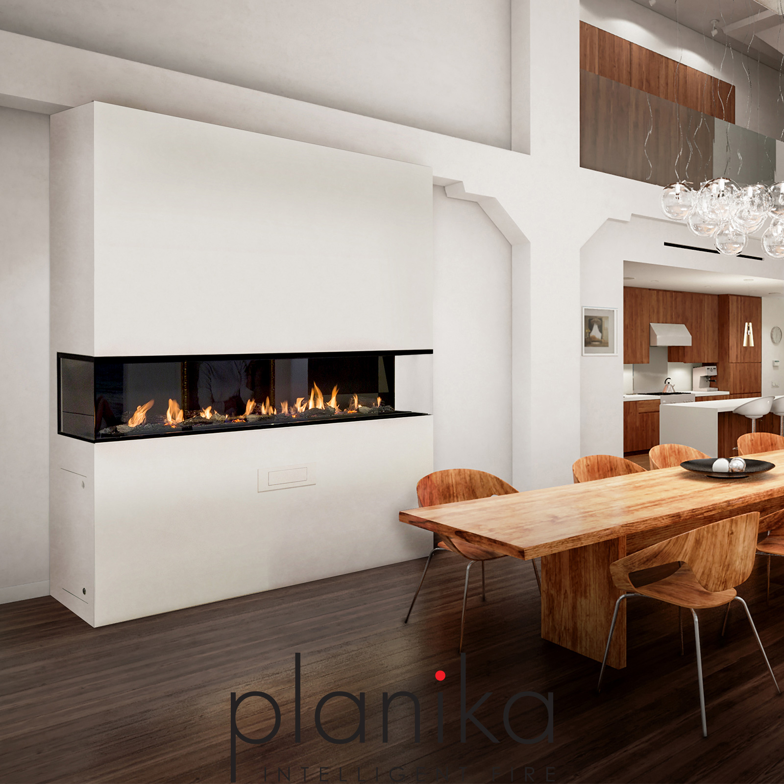Planika Valentino – FLA Suite Ethanol Fireplace With BEV Technology – (Three-Sided)