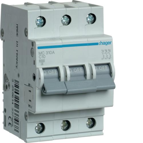 MCB, 3 Pole, 10 A, 10 KA