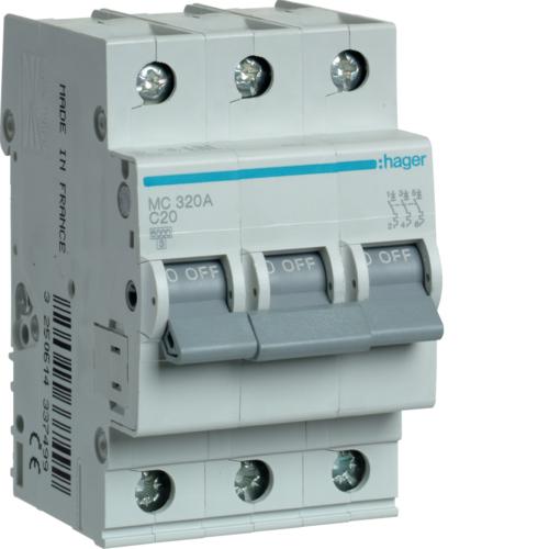 MCB, 3 Pole, 20 A, 10 KA