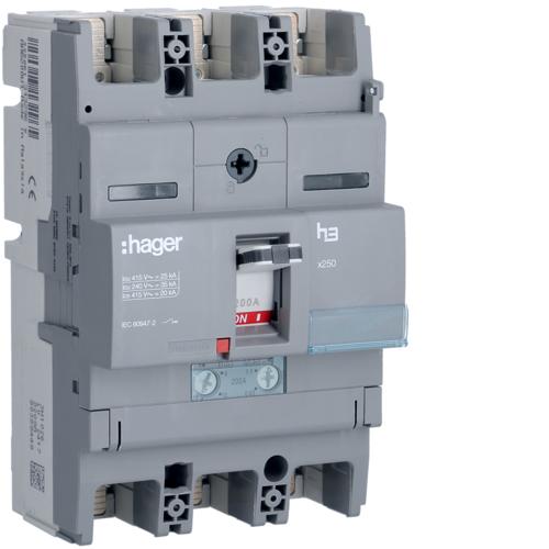 MCCB, 3 Poles, X250 AF,  200 A, 25 KA