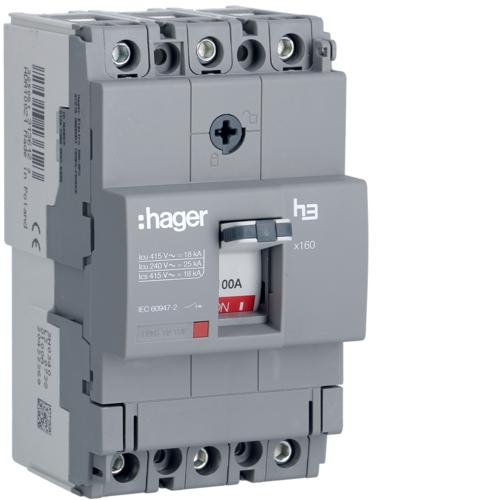 MCCB, 3 Poles, X160 AF,  125 A, 18 KA