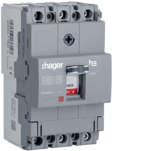 MCCB, 3 Poles, X160 AF,  160 A, 18 KA