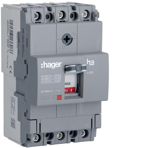 MCCB, 3 Poles, X160 AF,  40 A, 18 KA