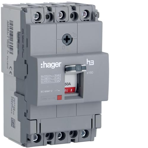 MCCB, 3 Poles, X160 AF,  50 A, 18 K