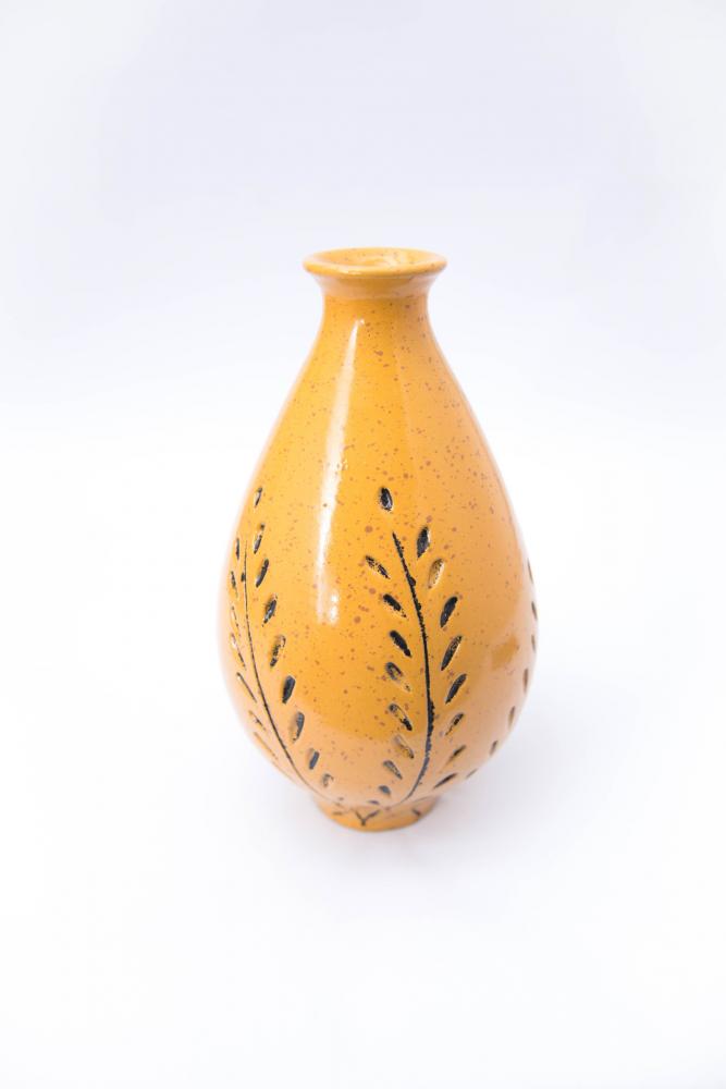 Falling Leaves Vase Mustard