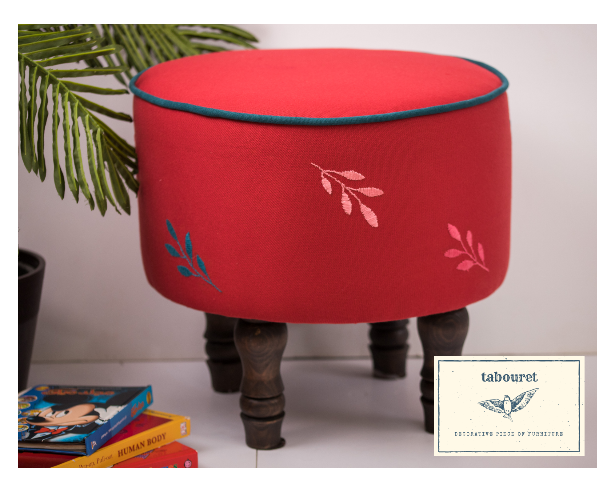 Branches red ottoman