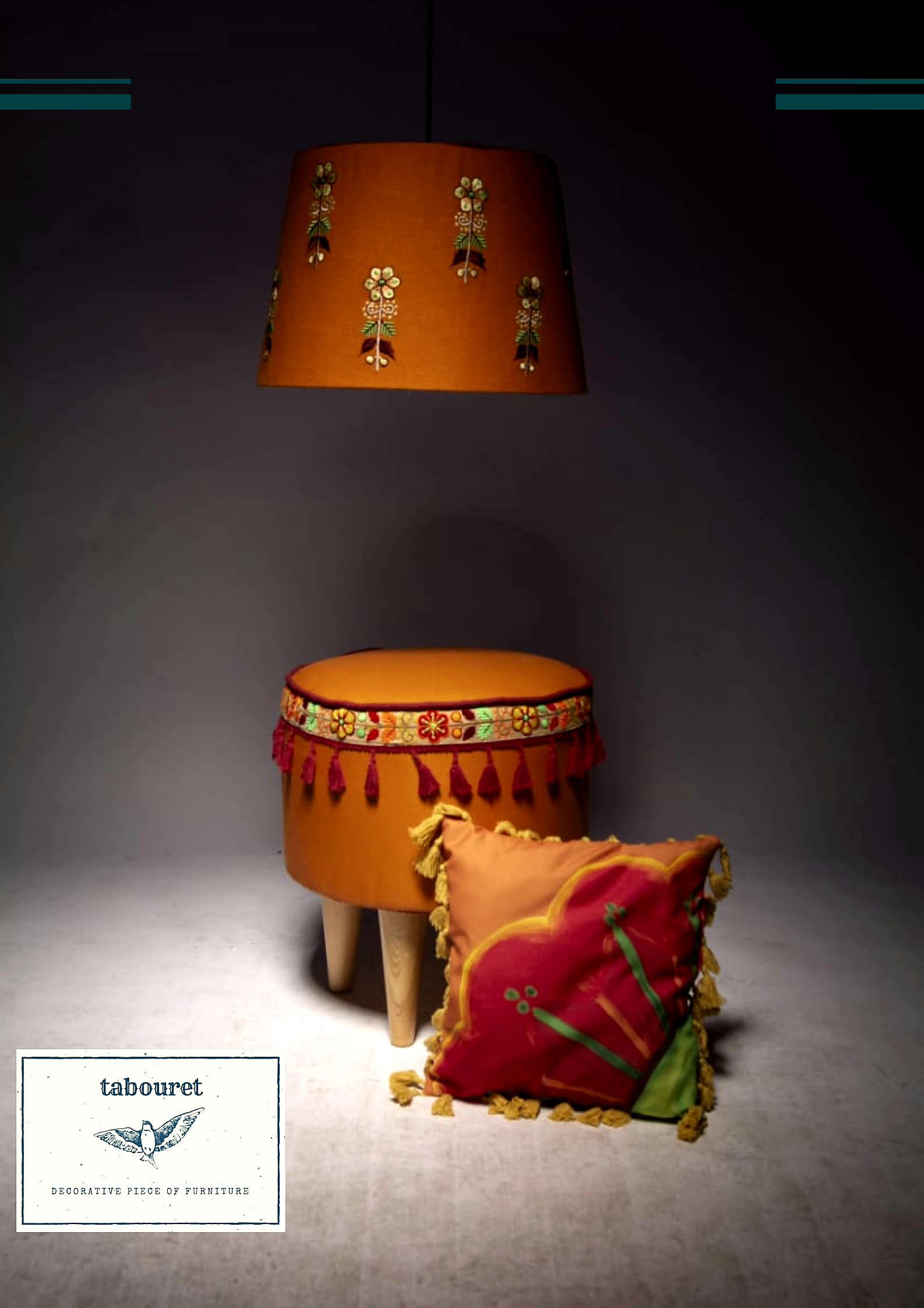 fleurie orange cushion