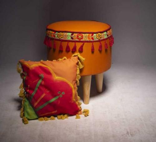 fleurie orange cushion
