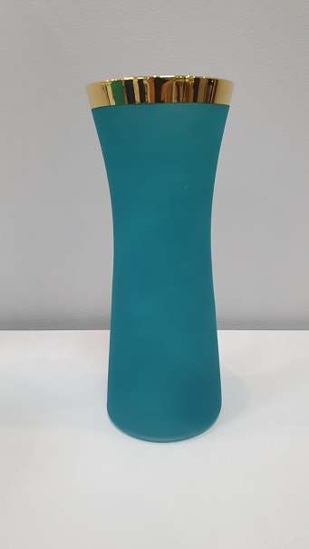 BALTIC GREEN SATIN/ GOLD RIM Vase