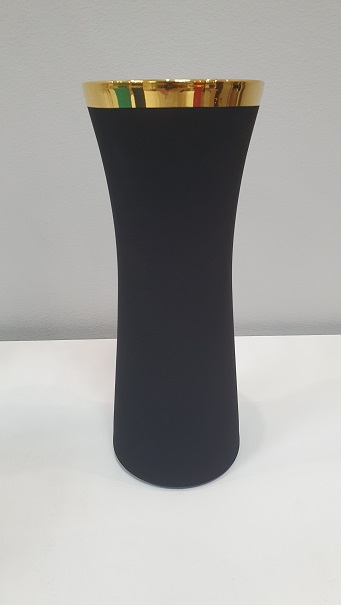 BLACK SATIN/ GOLD RIM Vase
