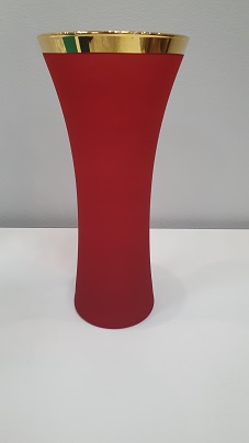 RUBY SATIN/ GOLD RIM Vase