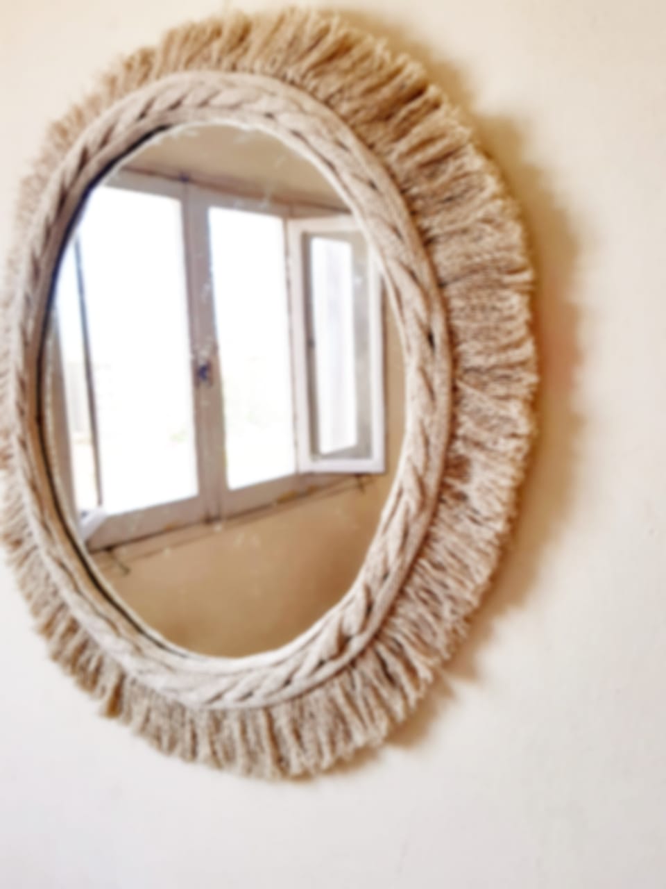 Round Cotton Framed Mirror