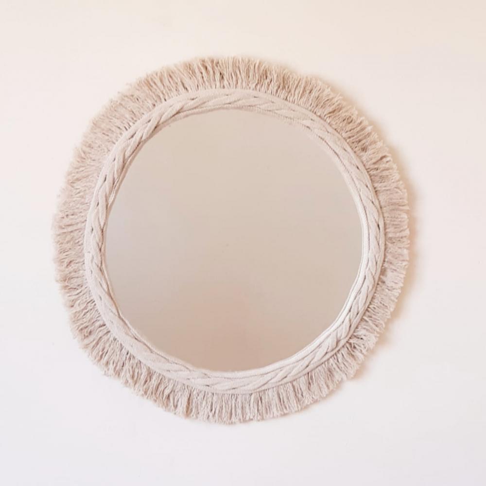 Round Cotton Framed Mirror