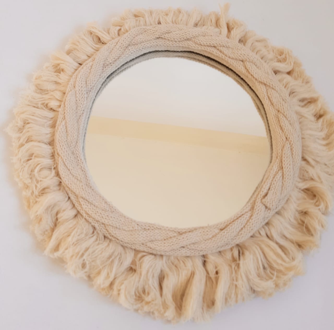 Round Cotton Framed Mirror