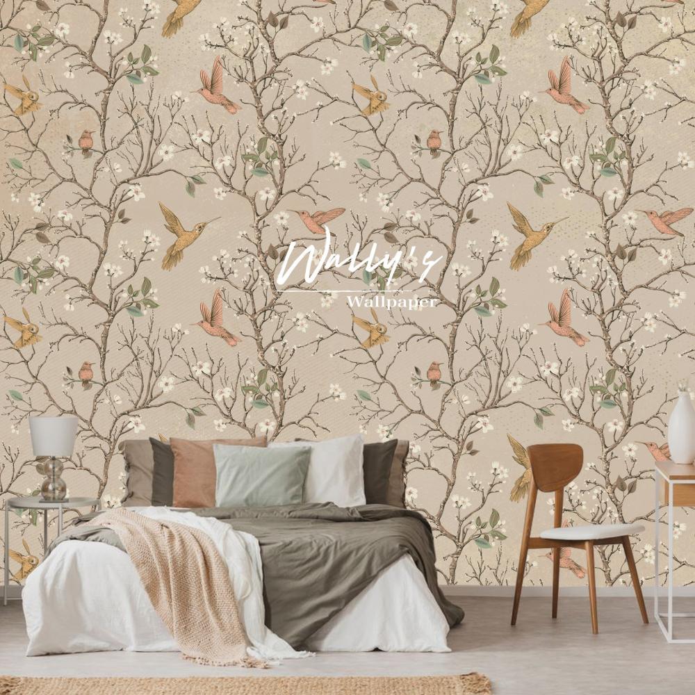 Little Floral and Birds (French Beige)