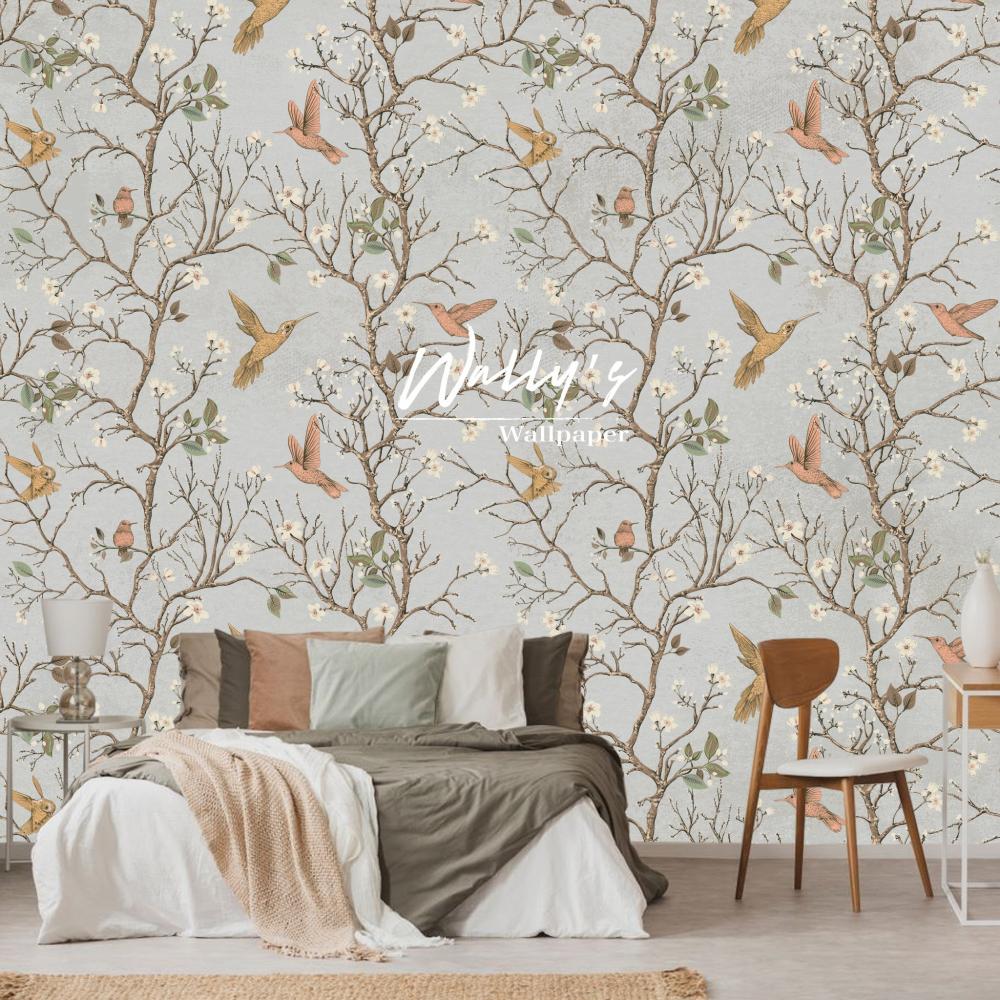 Little Floral and Birds (Mist grey)