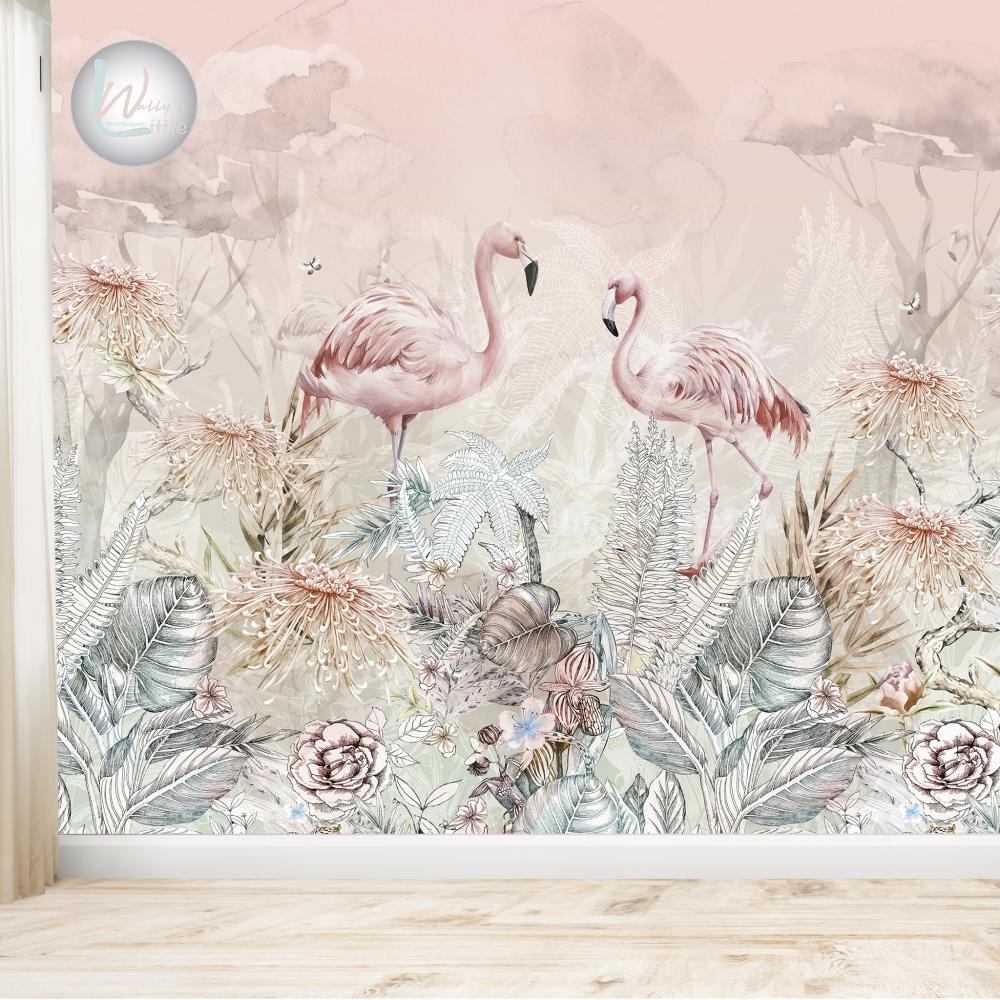 Flamingo Garden Mural (Pink)