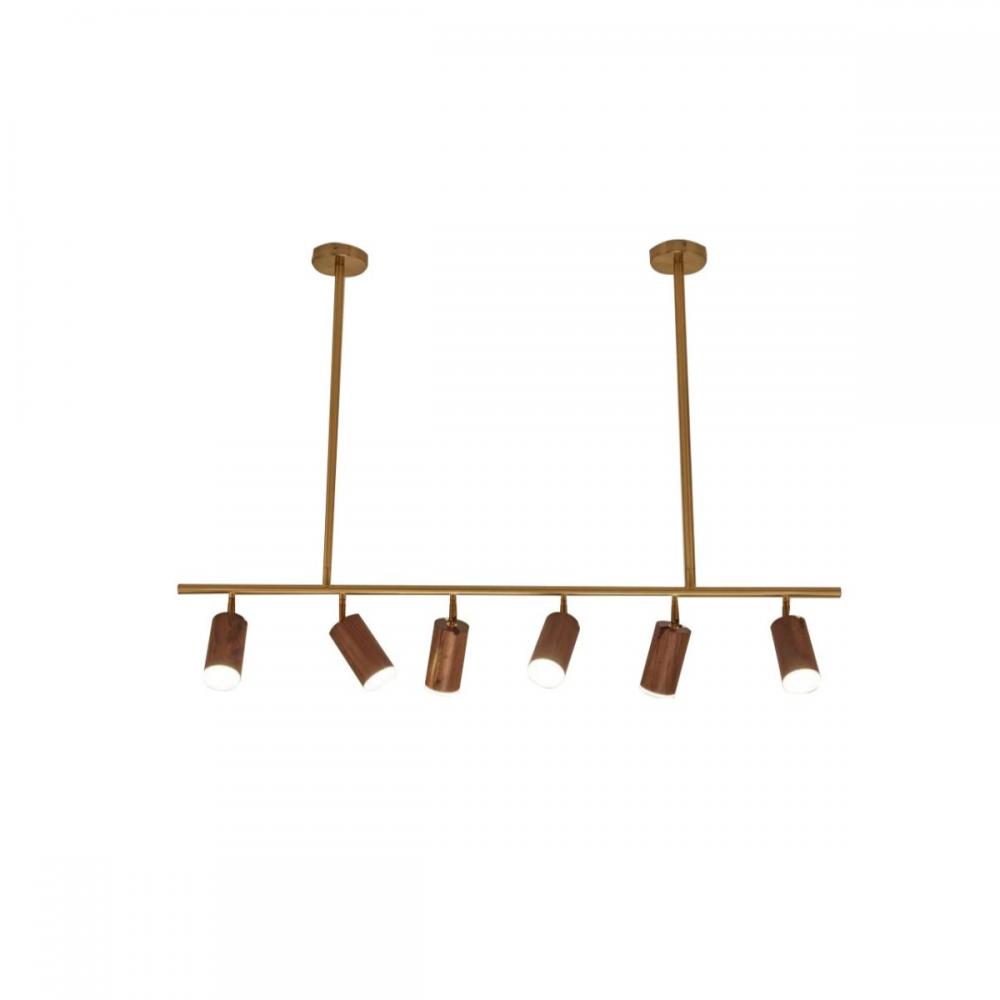 Skala 6 Lights Wood Brown Pendant