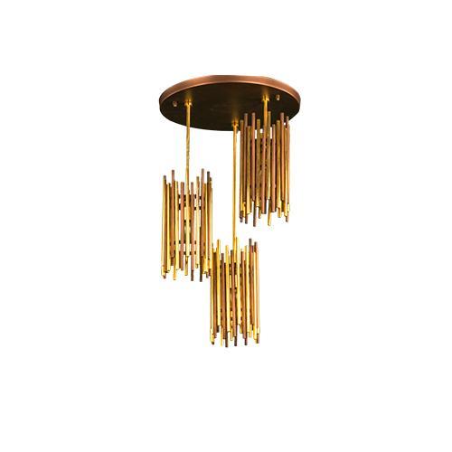 Ceiling Lamp gold& copper 3 Bulb - Tiara by Asfour
