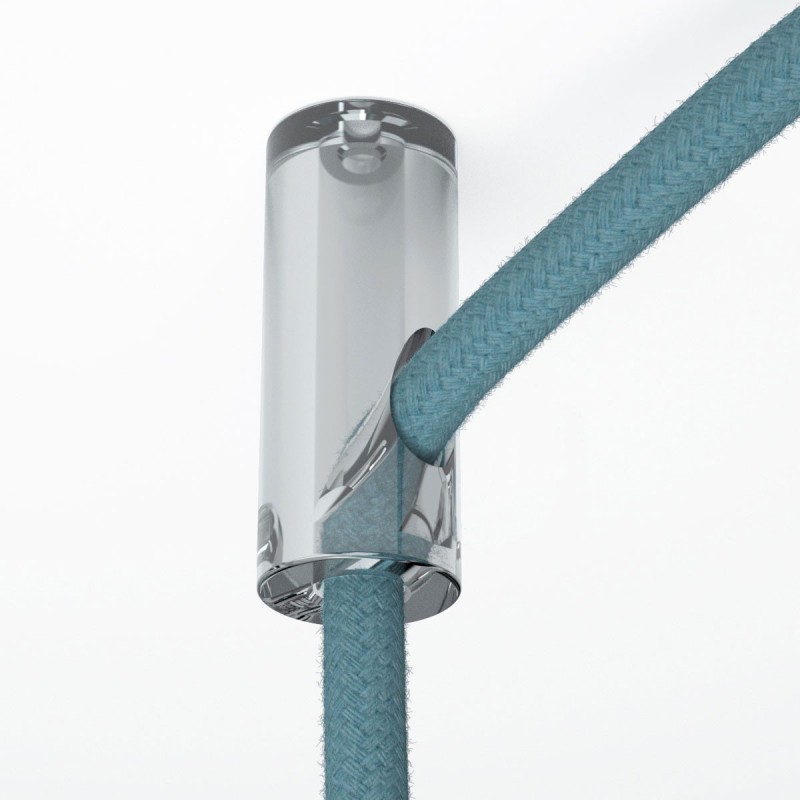 Decentralizer, Transparent ceiling hook and stop for fabric cable