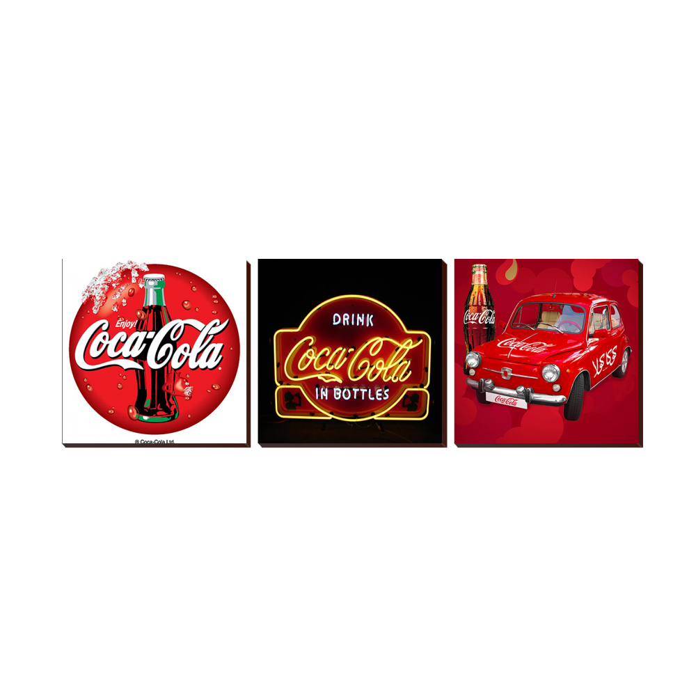 3 Piece Book Coke, Coka Cola Wall Art Photo Block