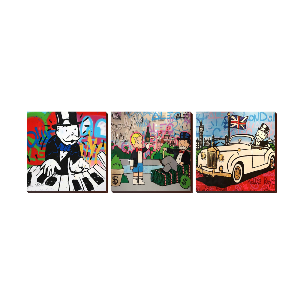 3 Piece Monopoly Game Board Wall Art Photo Block