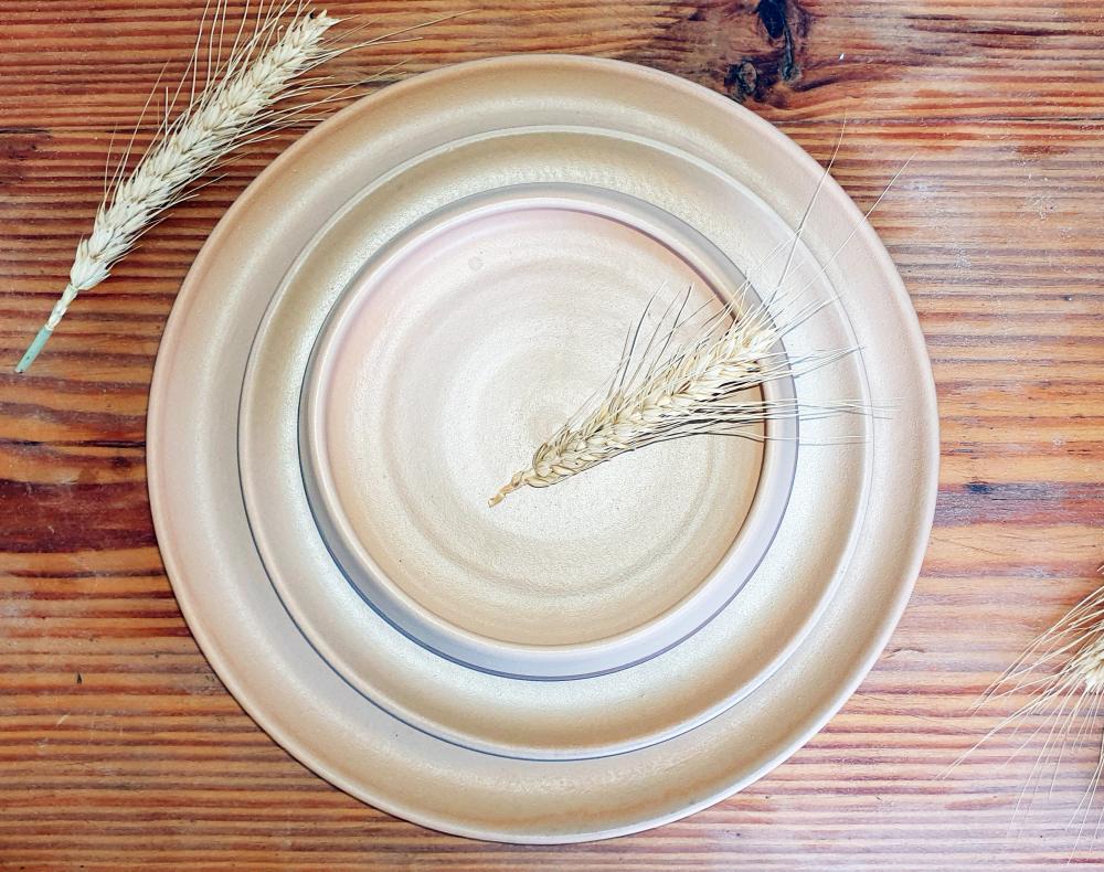 Half Sky-Blue/ Earthy-beige Dinner set