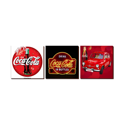 3 Piece Book Coke, Coka Cola Wall Art Photo Block