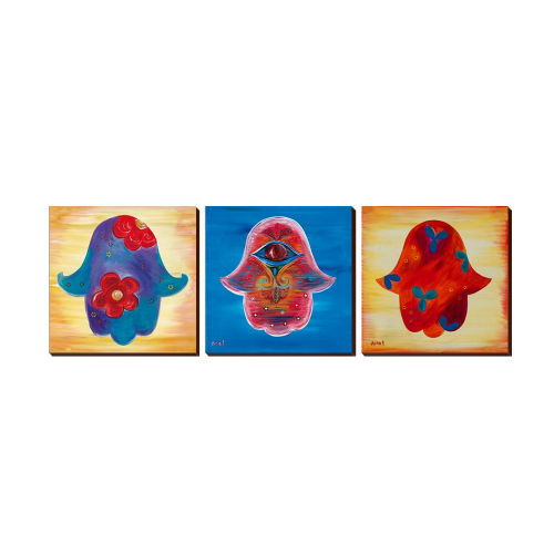 3 Piece Kaf, Hamsa Wall Art Photo Block
