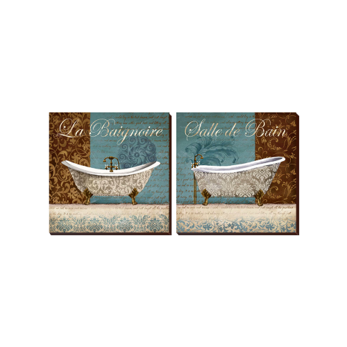 2 Piece Bath Decor Wall Art Photo Block