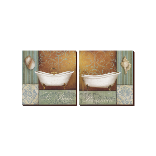 2 Piece Bath Decor Wall Art Photo Block