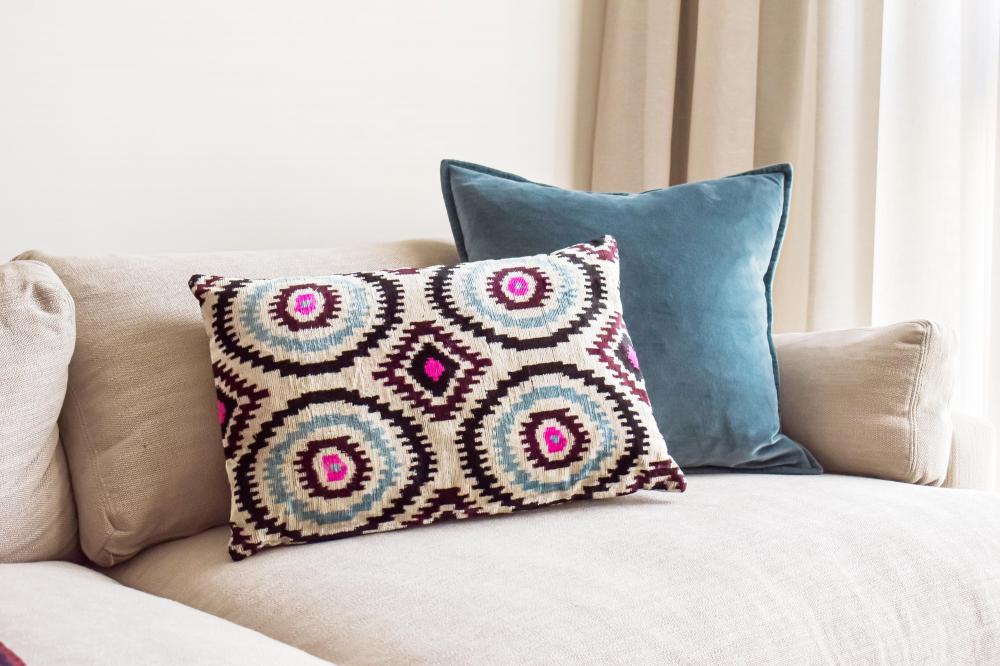 Color wheel velvet Ikat cushion