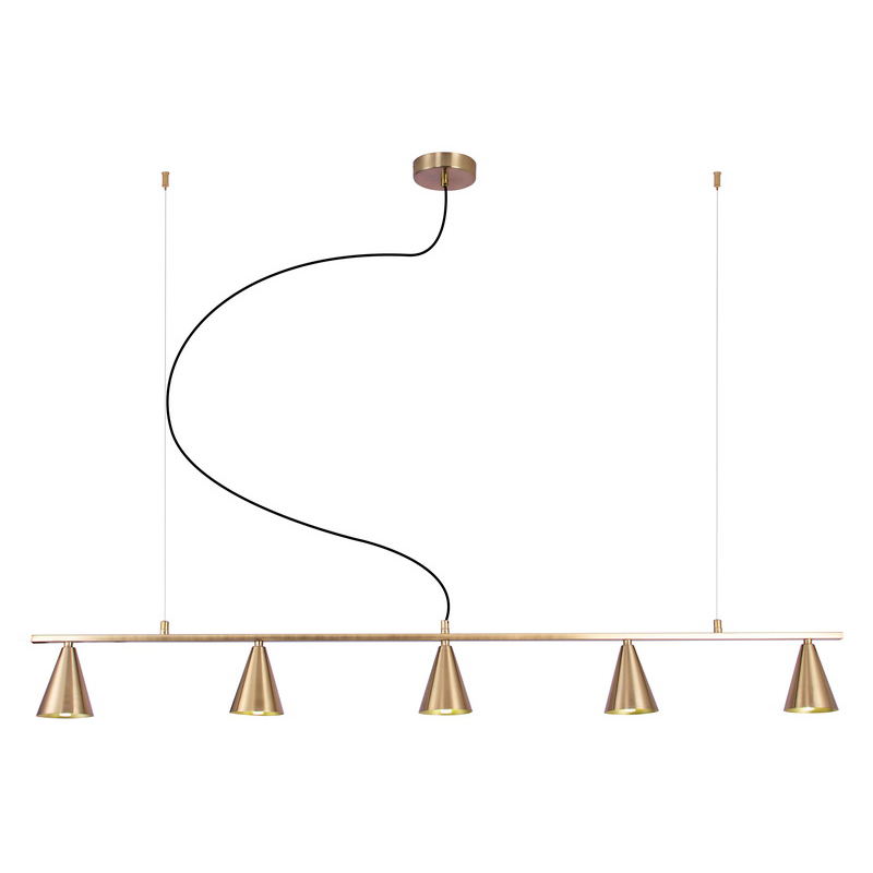 Modern Pendant 5 Lamps, Gold