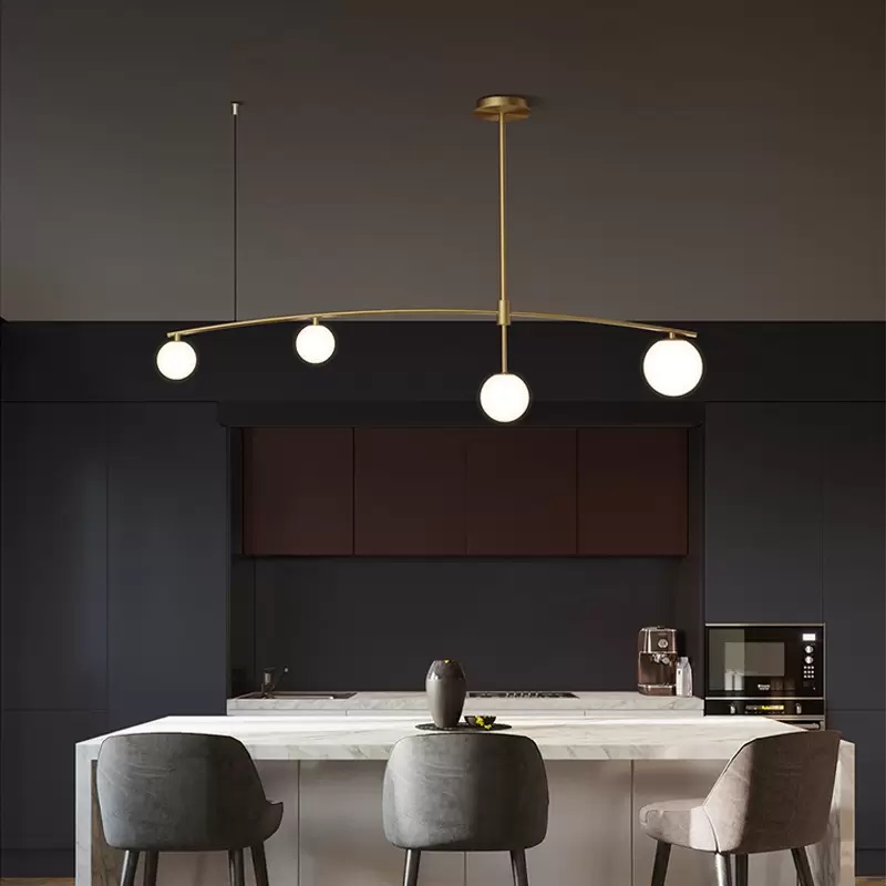 Modern Pendant 4 Lamps, Brass