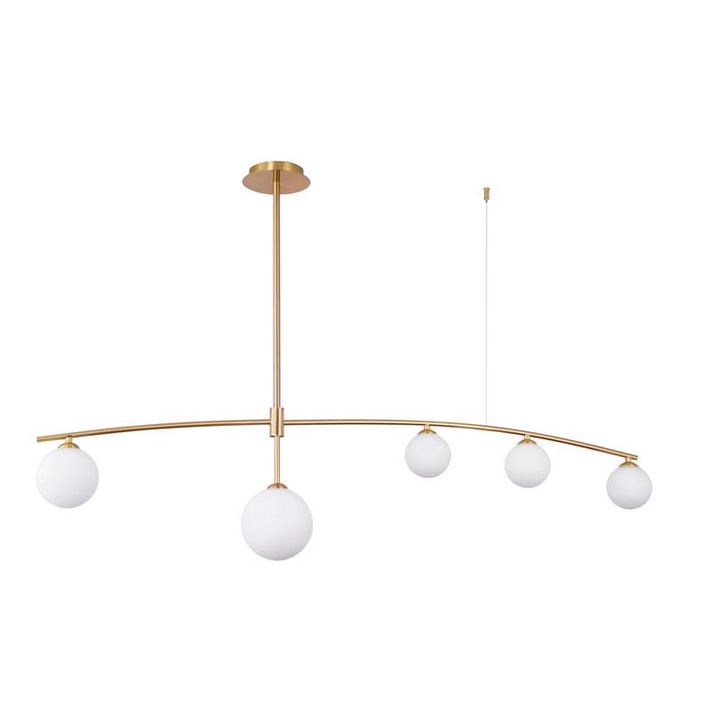 Modern Pendant 5 Lamps, Brass