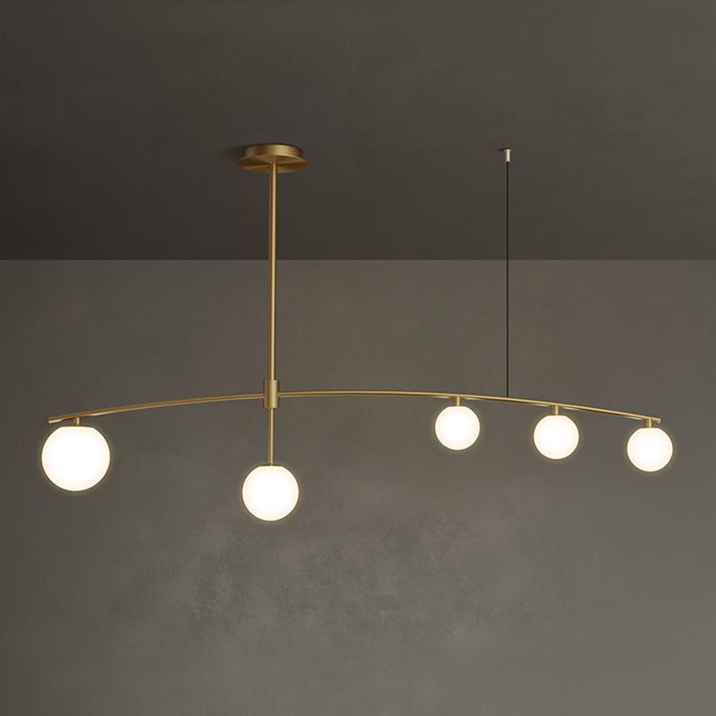 Modern Pendant 5 Lamps, Brass