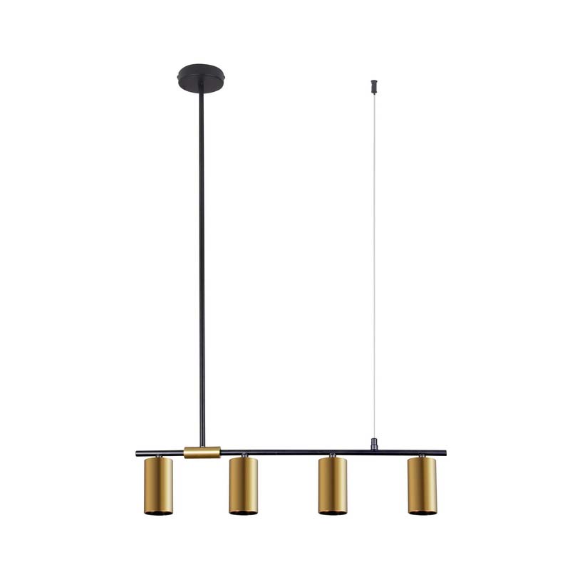 Modern Pendant 4 Lamps, Black X Brass