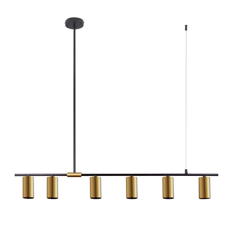 Modern Pendant 6 Lamps, Black X Brass