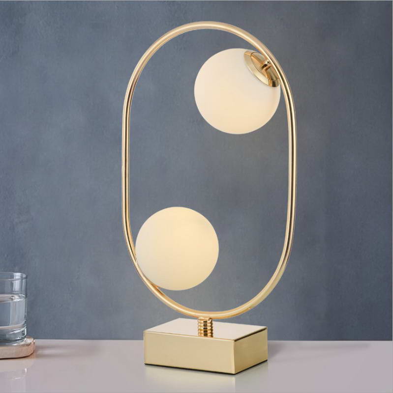 Golden Table Lamp with 2 lamps