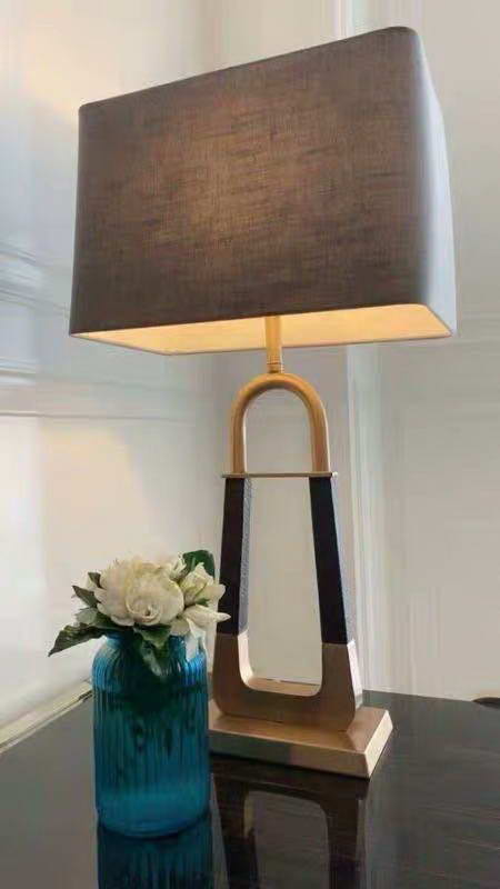 Bronze Table Lamp With Brown shade