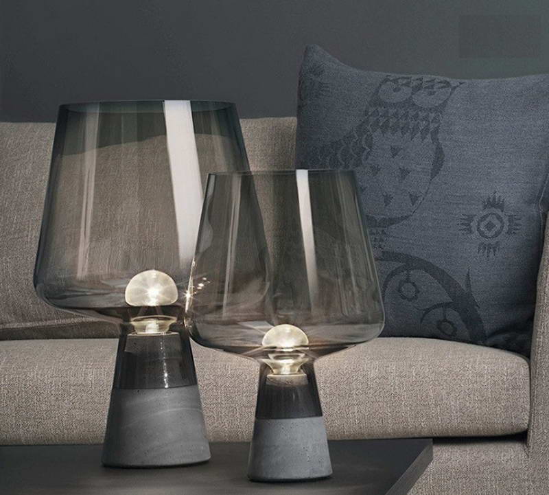 Decorative Table Lamp,Smoky Grey Glass