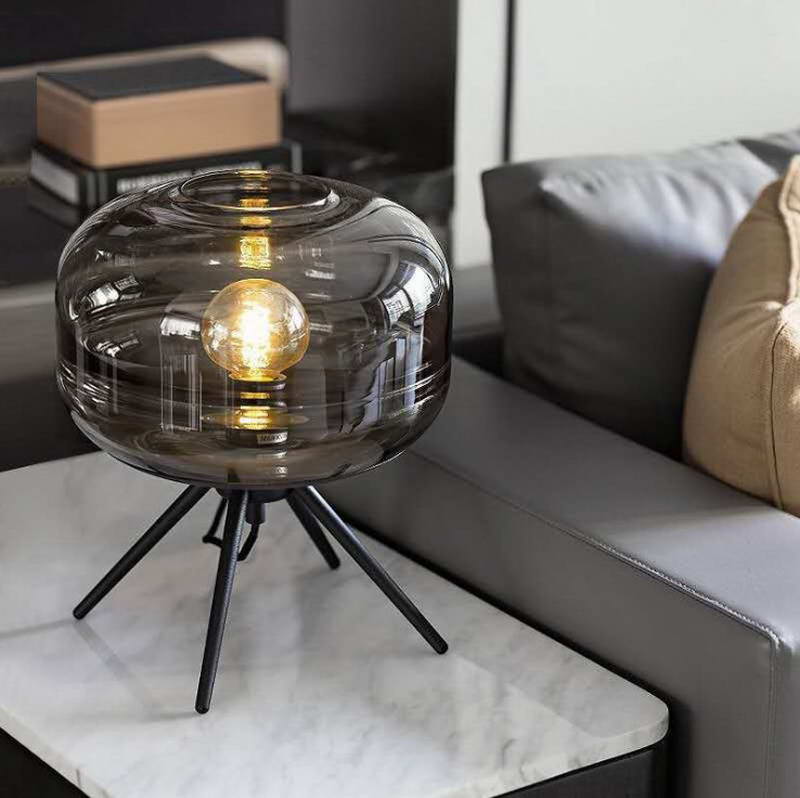 Modern Table Lamp,Amber Glass