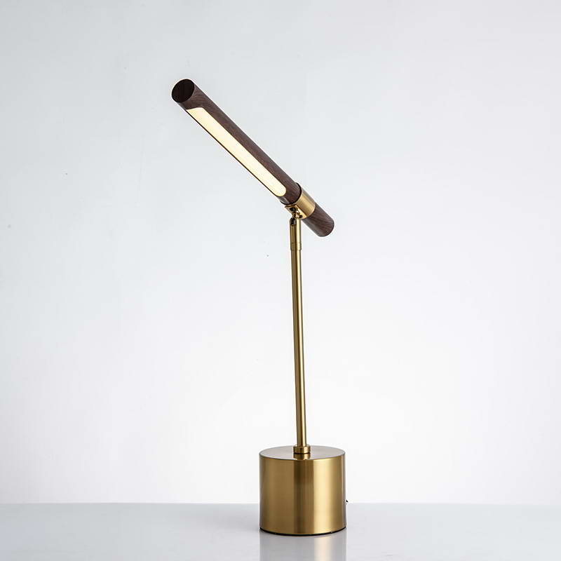 Adjustable Table Lamp With Wood Grain
