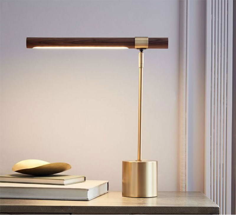 Adjustable Table Lamp With Wood Grain