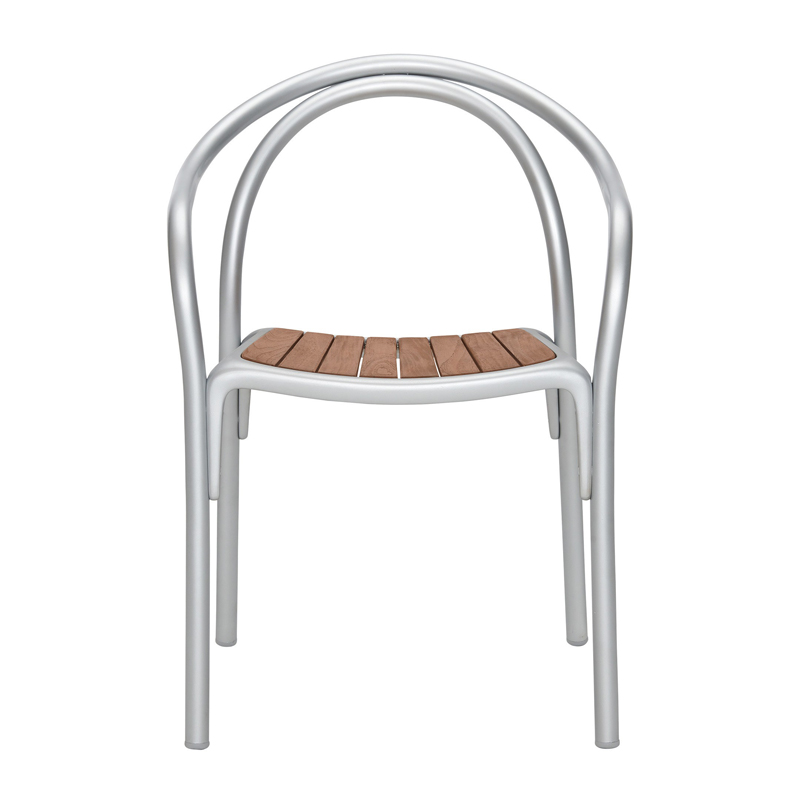 Soul armchair in aluminium with a seat in teak wood
