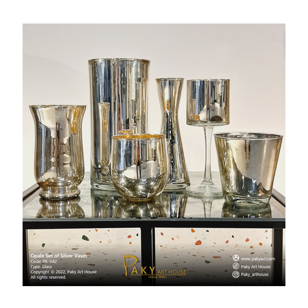 Opale Set of Silver Vases