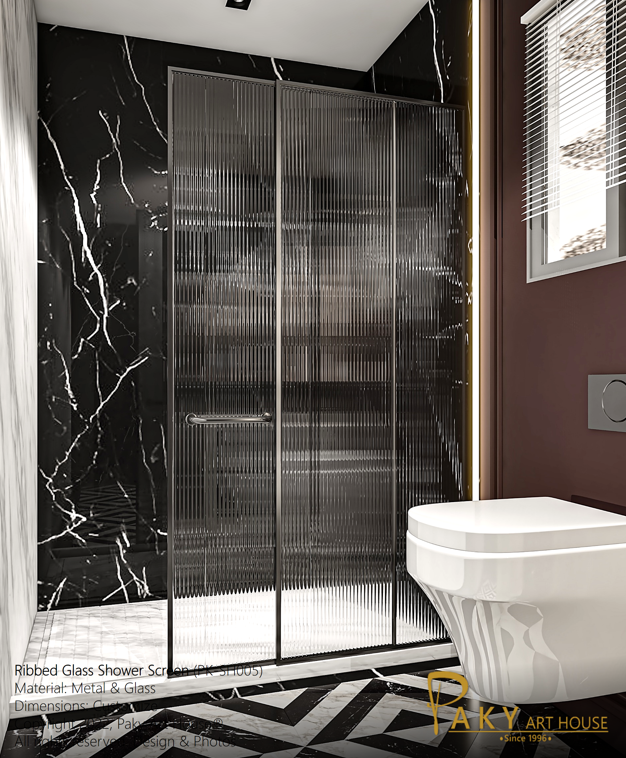 Ribbed Glass Shower Screen