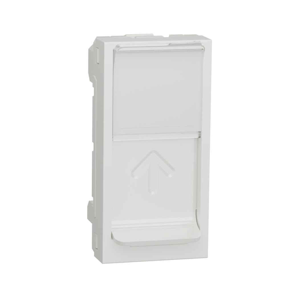 Central plate, New Unica, 1 x RJ45, SOne, 1 m, straight, shutter, white