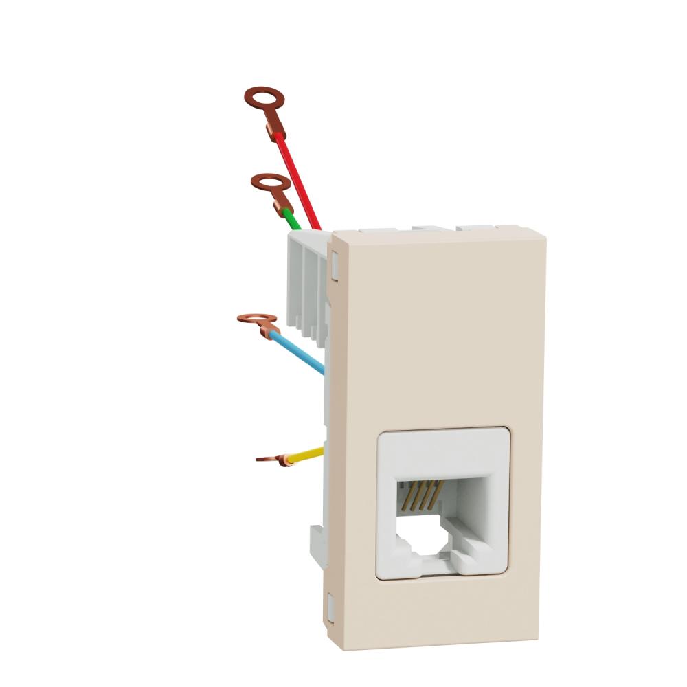 Telephone socket, New Unica, RJ12, 1 connector, 1 module, Beige